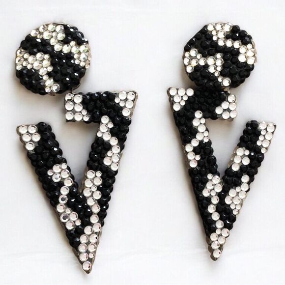Bold, Geometric Richard Kerr Crystal Clip-on Earrings - Picture 1 of 5